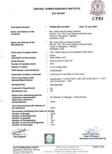 CPRI TEST REPORT - Certificate